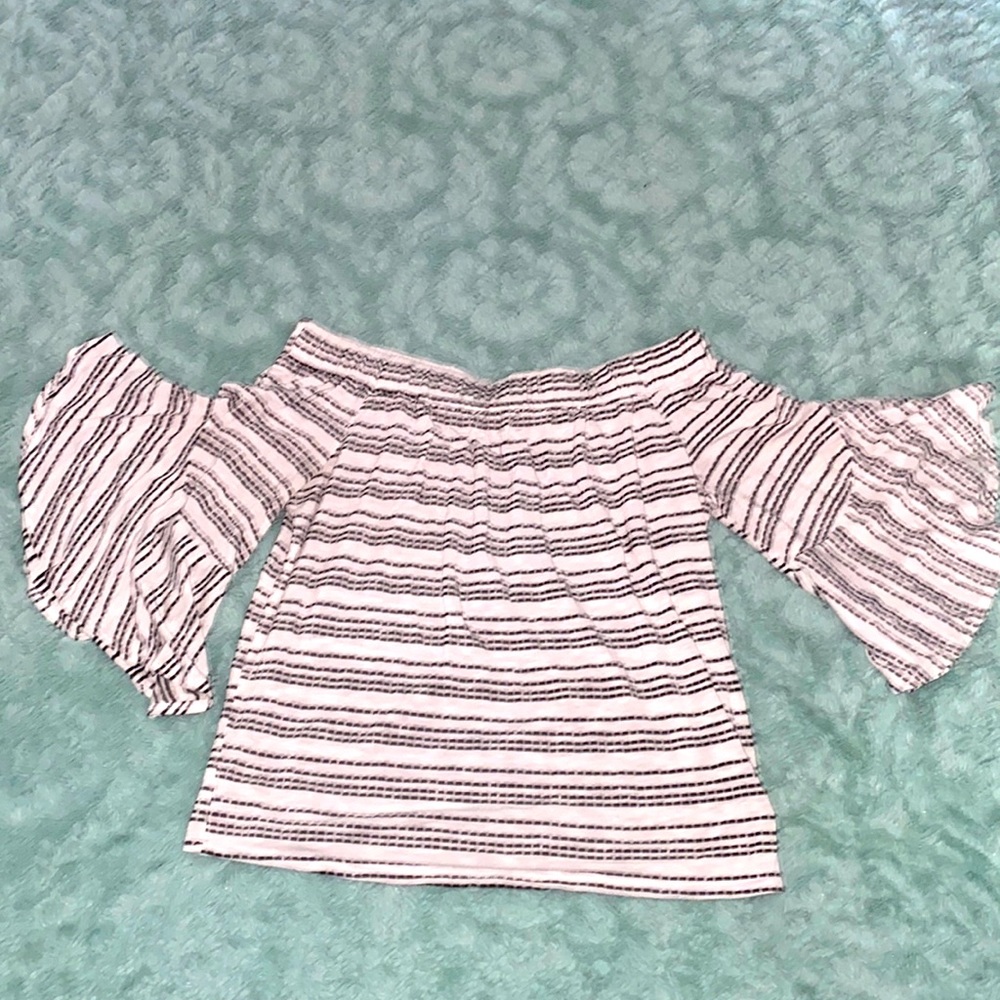 Cha Cha Venti black/white striped strapless top